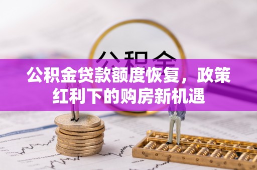 镇赉公积金贷款额度恢复，政策红利下的购房新机遇