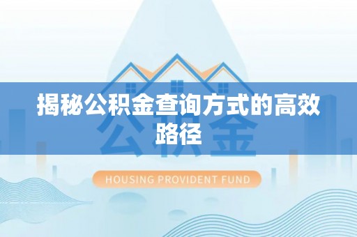 镇赉揭秘公积金查询方式的高效路径